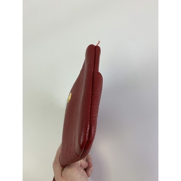 Lodis Red Pebble Leather Wristlet Bag Clutch Pouch Zip Purse Travel Phone Pocket - Picture 3 of 10